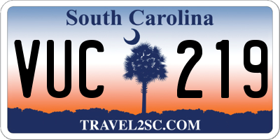 SC license plate VUC219