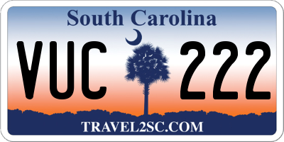 SC license plate VUC222