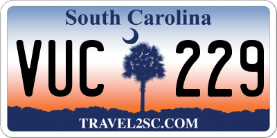 SC license plate VUC229