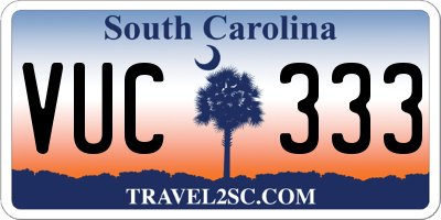 SC license plate VUC333