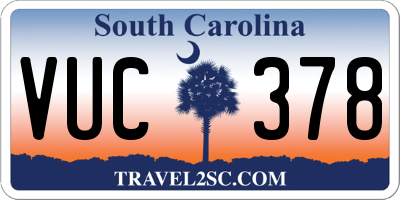SC license plate VUC378