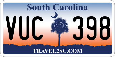 SC license plate VUC398