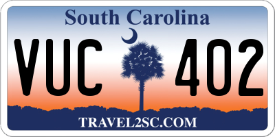 SC license plate VUC402