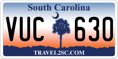 SC license plate VUC630