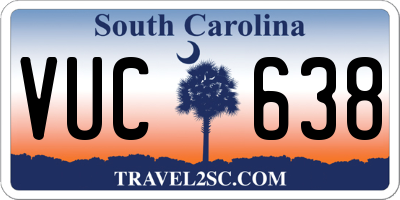 SC license plate VUC638