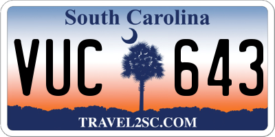 SC license plate VUC643