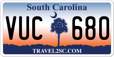 SC license plate VUC680