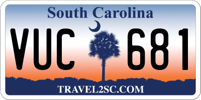 SC license plate VUC681