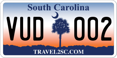 SC license plate VUD002