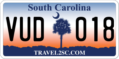 SC license plate VUD018