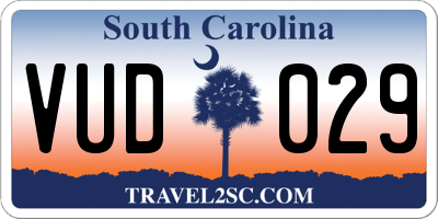 SC license plate VUD029