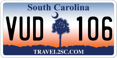 SC license plate VUD106