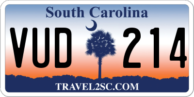 SC license plate VUD214
