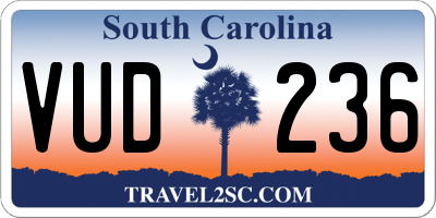 SC license plate VUD236