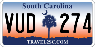 SC license plate VUD274