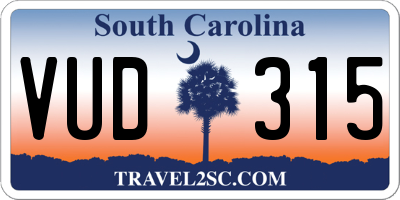 SC license plate VUD315