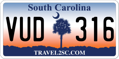 SC license plate VUD316