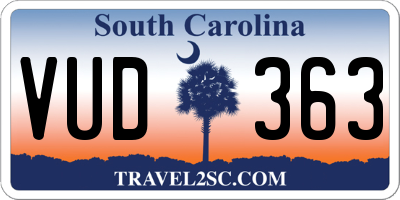 SC license plate VUD363