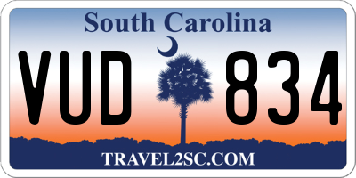 SC license plate VUD834