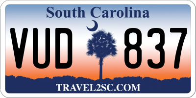 SC license plate VUD837
