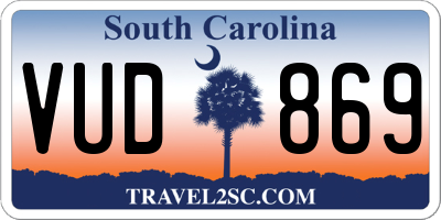 SC license plate VUD869