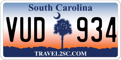 SC license plate VUD934