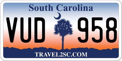 SC license plate VUD958