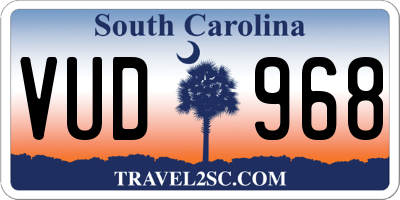 SC license plate VUD968
