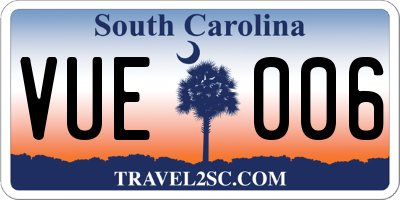 SC license plate VUE006