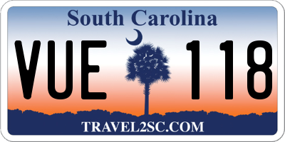 SC license plate VUE118