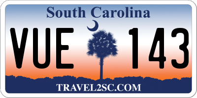 SC license plate VUE143