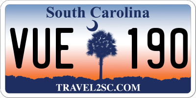 SC license plate VUE190