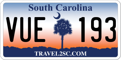 SC license plate VUE193