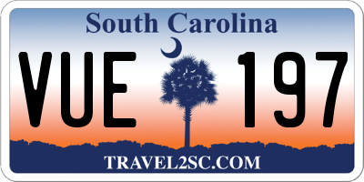 SC license plate VUE197