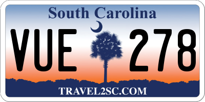 SC license plate VUE278