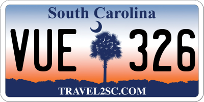 SC license plate VUE326