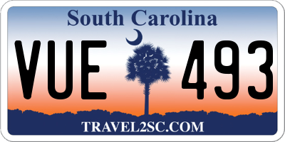 SC license plate VUE493