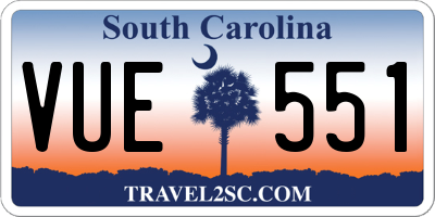 SC license plate VUE551