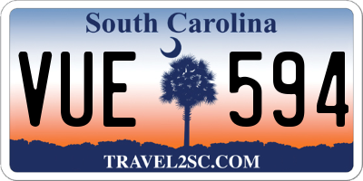 SC license plate VUE594