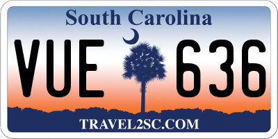 SC license plate VUE636
