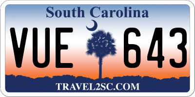 SC license plate VUE643