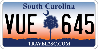 SC license plate VUE645