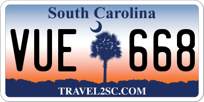 SC license plate VUE668