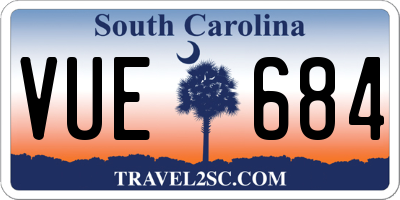 SC license plate VUE684