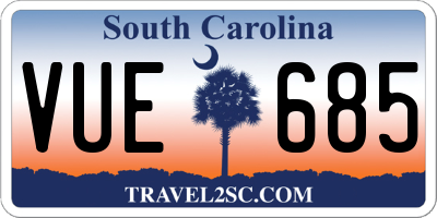 SC license plate VUE685