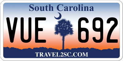 SC license plate VUE692