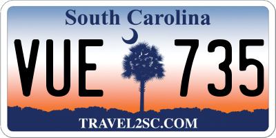 SC license plate VUE735
