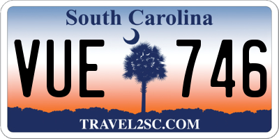 SC license plate VUE746