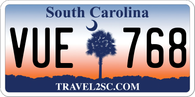 SC license plate VUE768