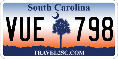 SC license plate VUE798